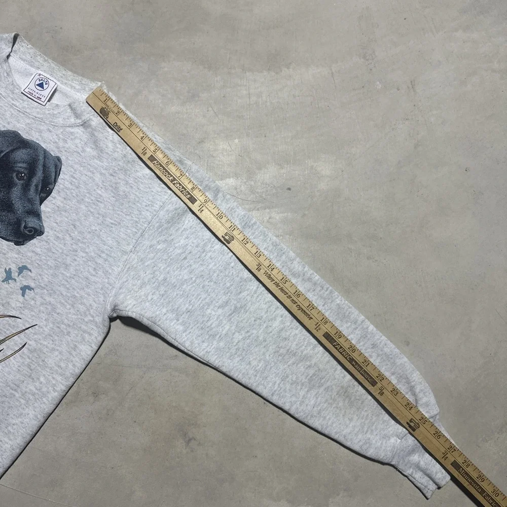 VTG 1990s Black Lab Crewneck Sweatshirt Men's SZ M Nature Hunting Animal 90s